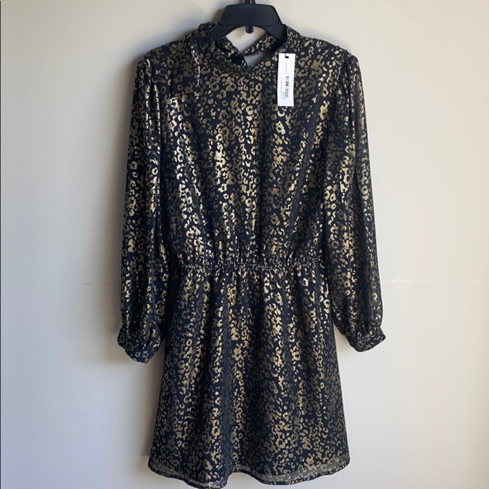 NWOT Cupcakes and cashmere black gold animal dress